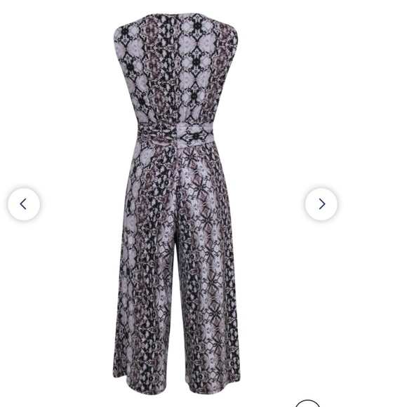 Nicole miller snakeskin print wide leg cropped jumpsuit size 6 - Picture 2 of 16